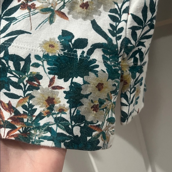 J. Jill Multicolor Fall Floral Long Sleeve Blouse Perfect Pima Cotton Medium - Picture 10 of 11